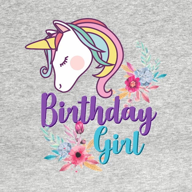 Unicorn Birthday Girl T Shirt by BProject